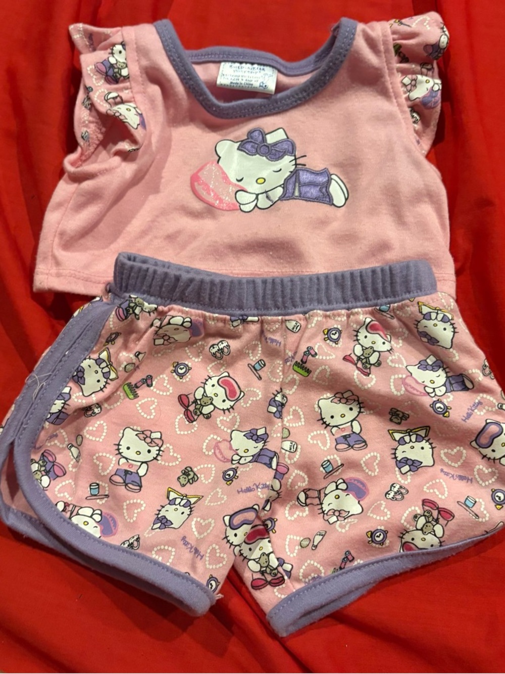 Build a Bear Hello Kitty Pajamas Outfit Sanrio Pink Purple Sleeping Set Sanrio